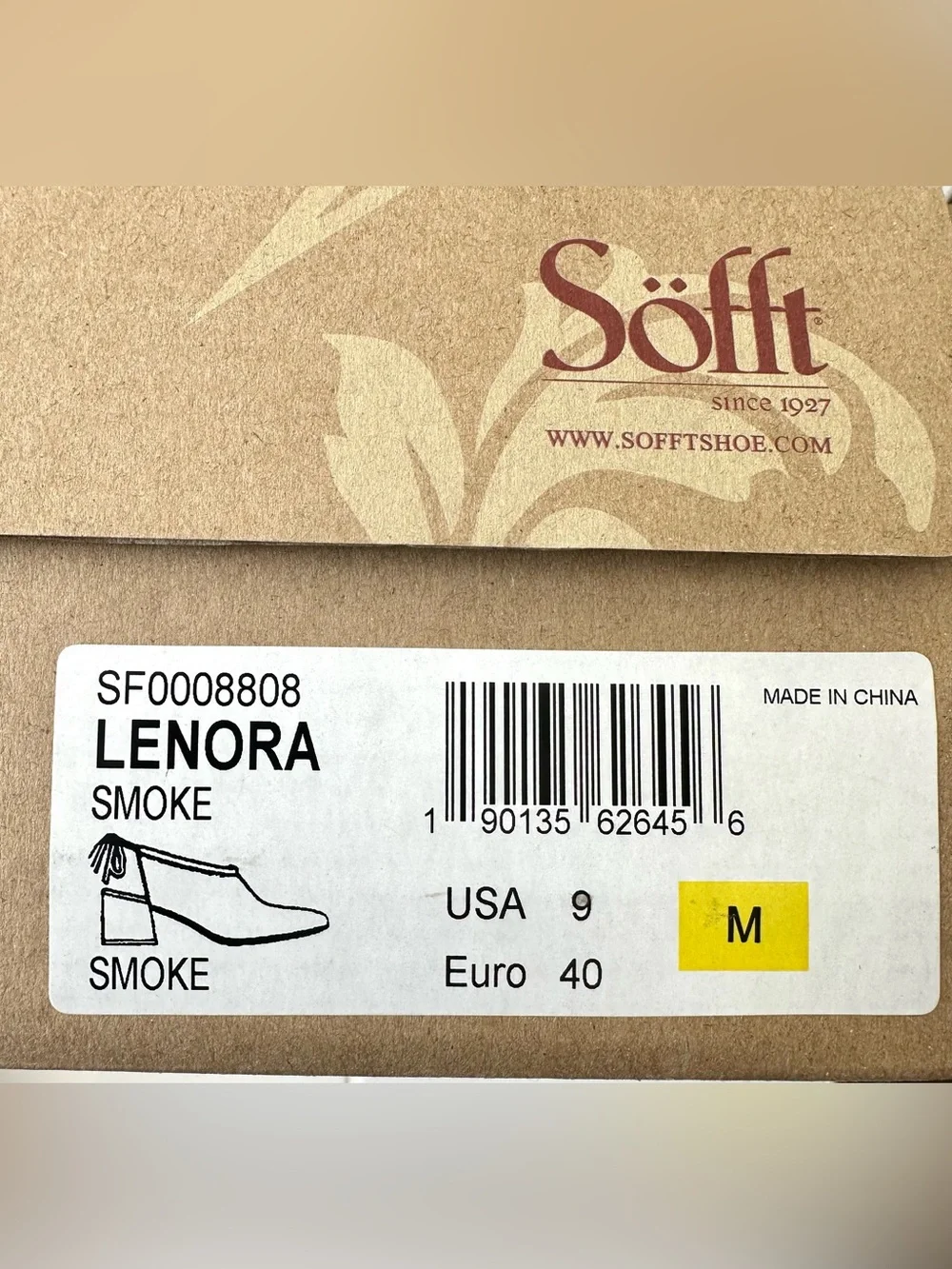 Söfft Lenora Smoke Leather Slingback Block Heel Shoes Sz 9